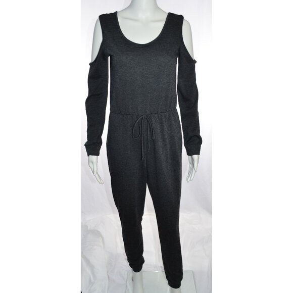 Venus Cold Shoulder Long Sleeve Jumpsuit Heather Gray Size S - Picture 1 of 8